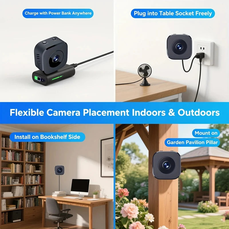 Mini 1080P Full HD WiFi Security Camera | Night Vision | Motion Detection | 2-Way Audio | Loop Recording | White & Black