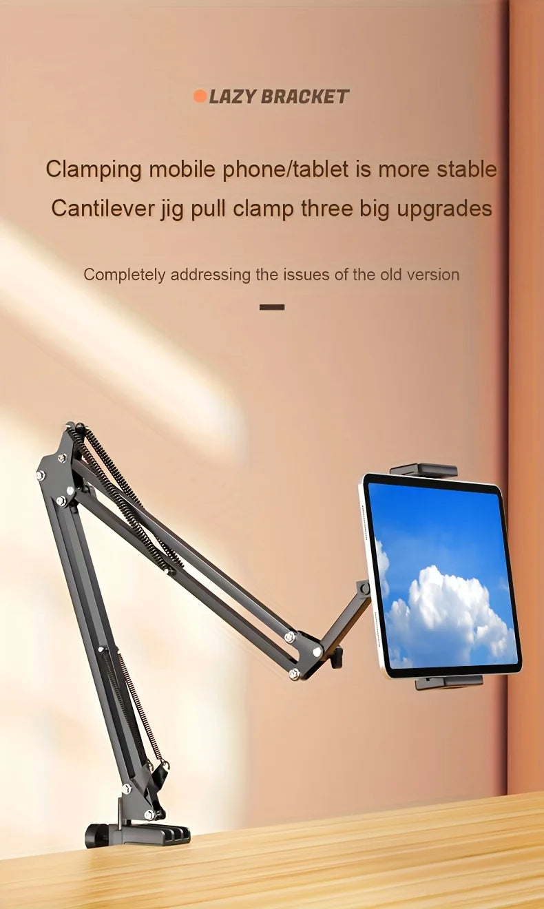 Adjustable Long-Arm Tablet Holder for Bed & Desk – 4.7–13 Inch