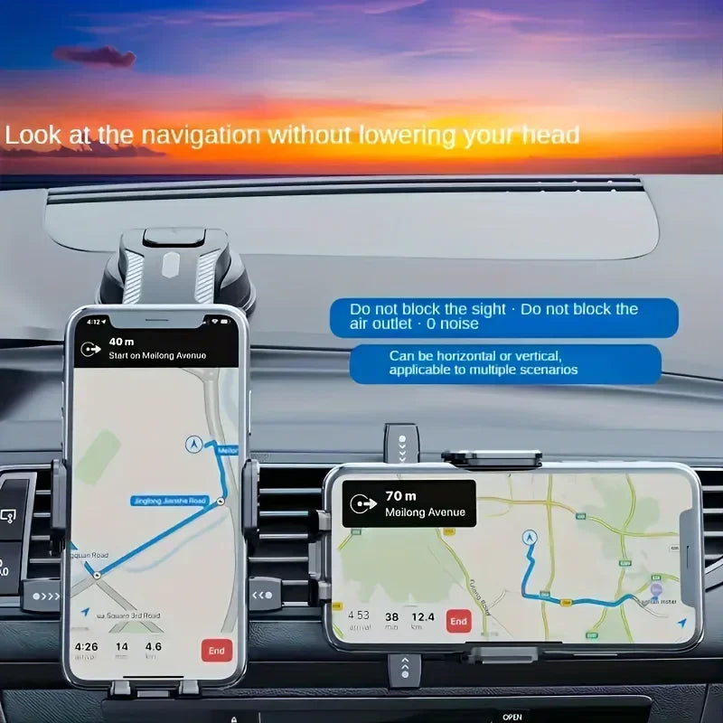 Adjustable Car Phone Mount – 360° Swivel Dashboard Cradle, Strong Suction, Anti-Shake Design