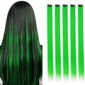EZ&AS Synthetic Clip-In Hair Extensions | 5pcs/Set | 20 Inches Straight | Green, Red, Burgundy, Purple & White | Cosplay & Party