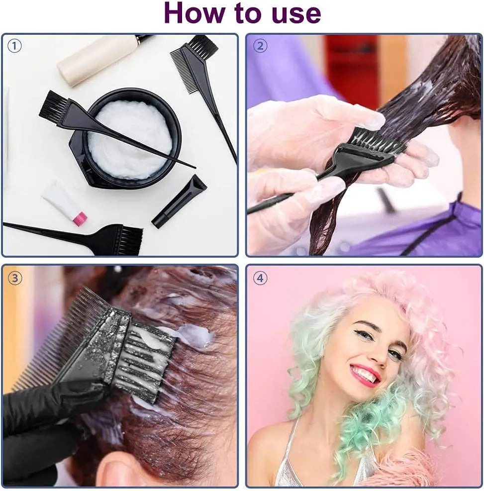 4-Piece Hair Coloring Tool Kit – Brushes & Dye Accessories