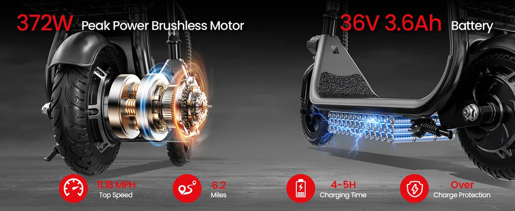 Spacewalk Kids Folding Electric Scooter with Seat & Basket