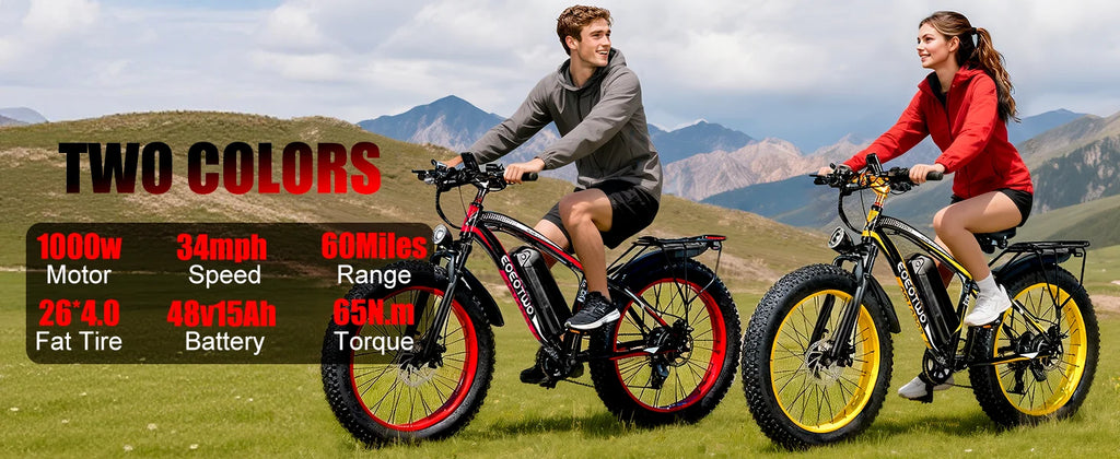 1500W Fat Tire Electric Mountain Bike – 48V 15Ah Battery