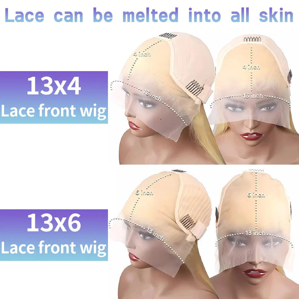 Neddie 613 Blonde Straight Human Hair Lace Front Wig | 13x4 & 13x6 HD Lace | 180% & 200% Density | 18–38 Inches | Brazilian Remy