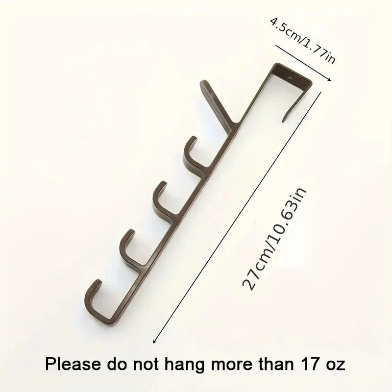 5-Hook Over-the-Door Organizer Rack – No-Drill ABS Plastic | Bags, Hats & Coats | Black, White, Brown