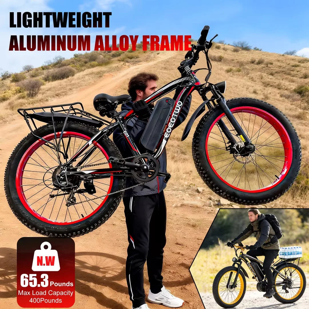 1500W Fat Tire Electric Mountain Bike – 48V 15Ah Battery