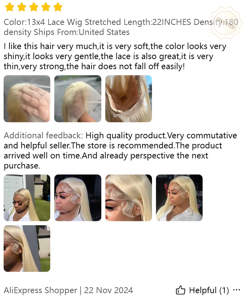 Neddie 613 Blonde Straight Human Hair Lace Front Wig | 13x4 & 13x6 HD Lace | 180% & 200% Density | 18–38 Inches | Brazilian Remy