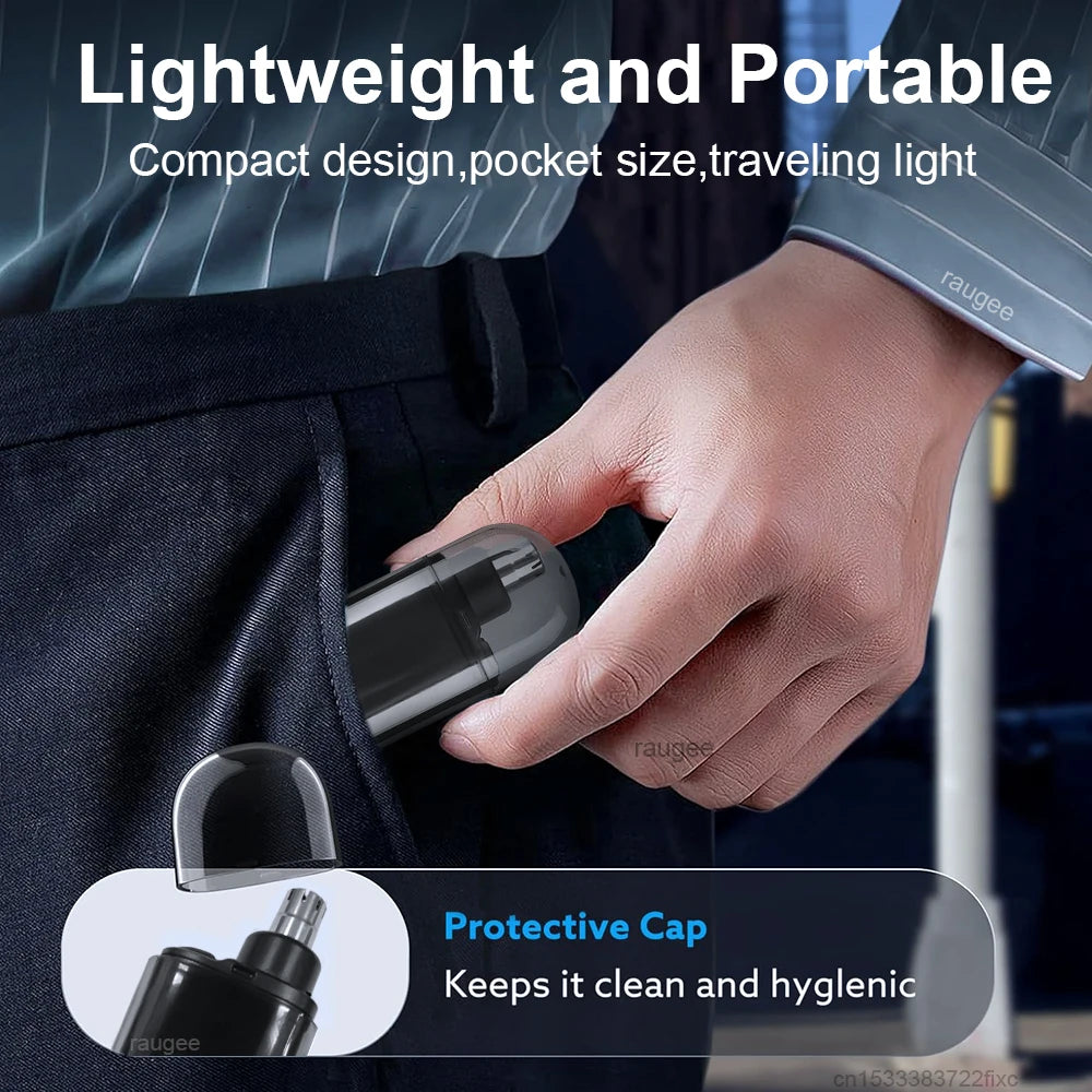 Rechargeable Electric Nose Hair Trimmer – 360° Blades, IPX7 Waterproof, USB Charging, LED Display