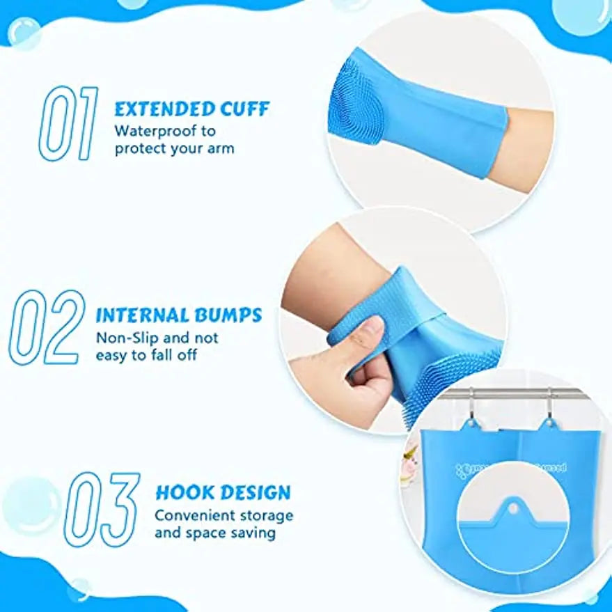 2-in-1 Silicone Pet Bathing & Grooming Glove – 3,000 Brush Heads | Deep Clean & Massage | Cats, Dogs & Rabbits | Pink & Blue