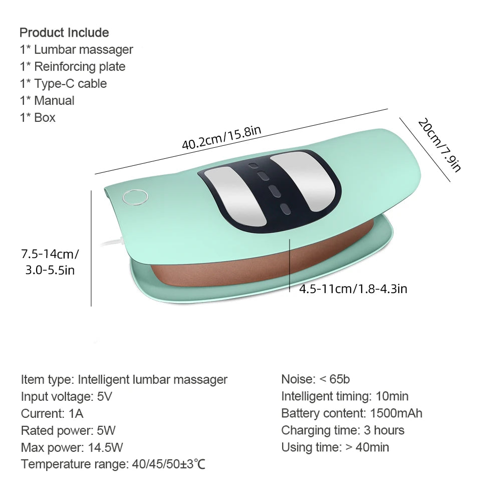 Electric Lumbar Vibration Massager – Adjustable Back Support