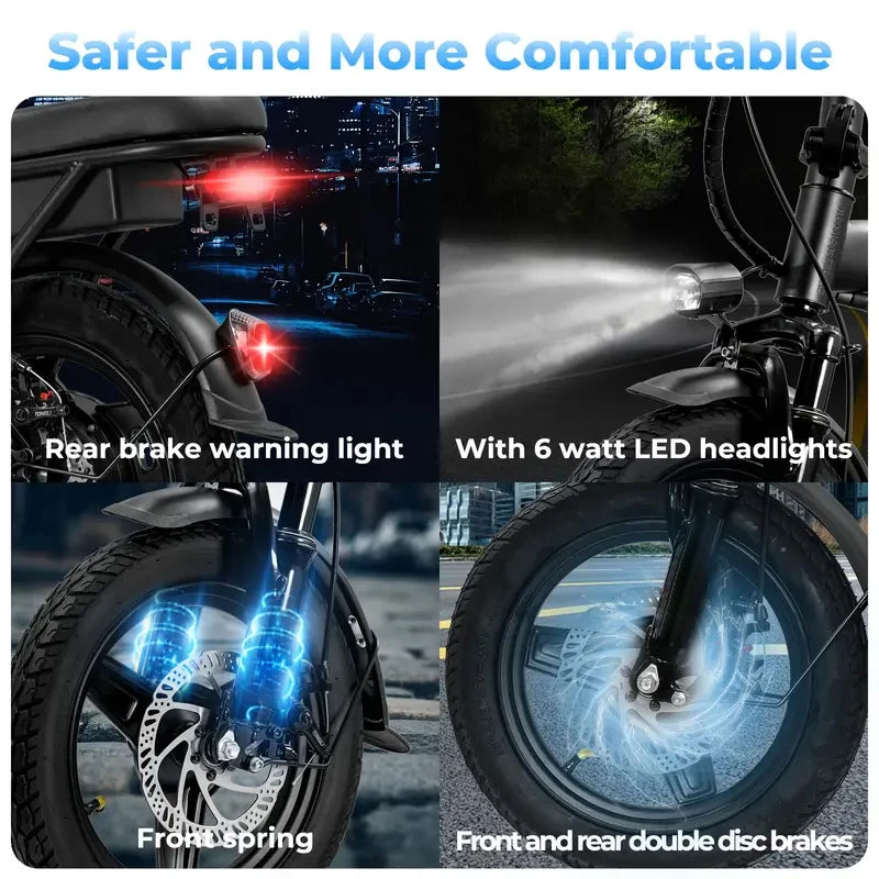 14-Inch Folding Electric Bike – 500W, 48V 10Ah