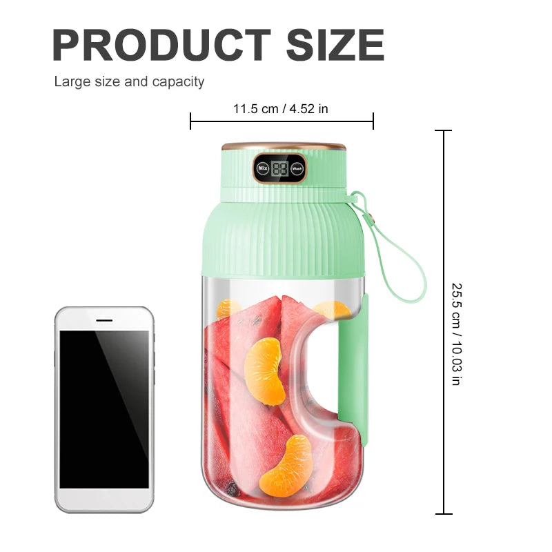 1000ML Portable USB Juicer Blender – 18W | Auto Pulp Ejection | Citrus & Smoothie | USB Rechargeable