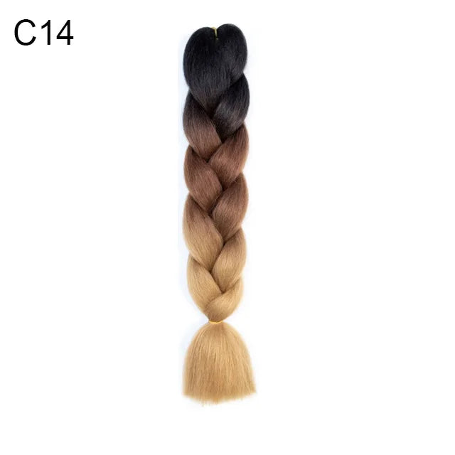 24" Synthetic Braiding Hair Extensions – Ombre Rainbow Colors, Jumbo DIY Hair for Women