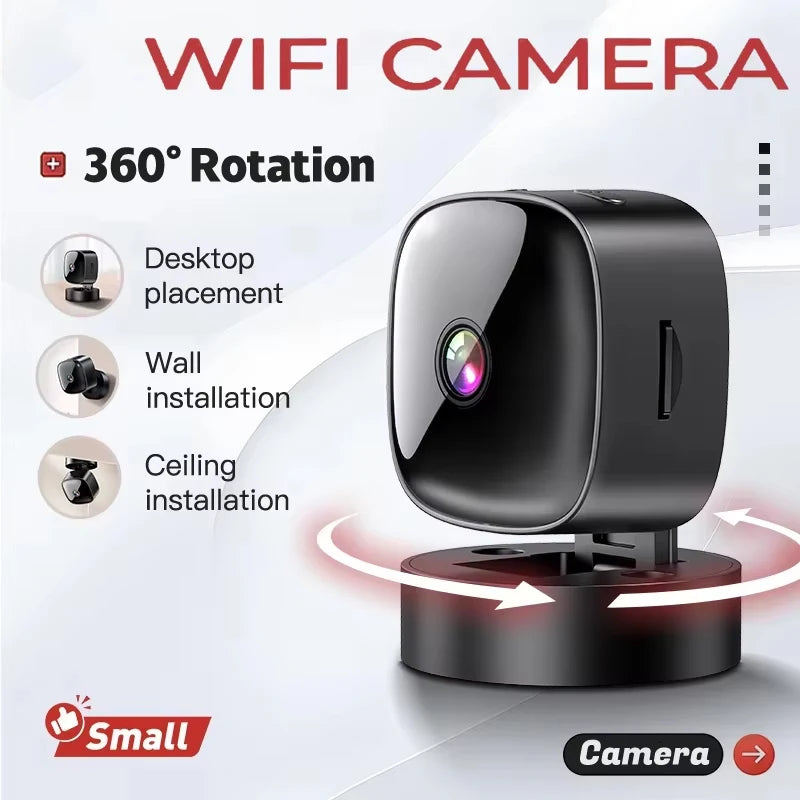 S1 Mini 1080P WiFi Security Camera | 360° Rotatable | Night Vision | Motion Detection | Battery & Plug-in | Black