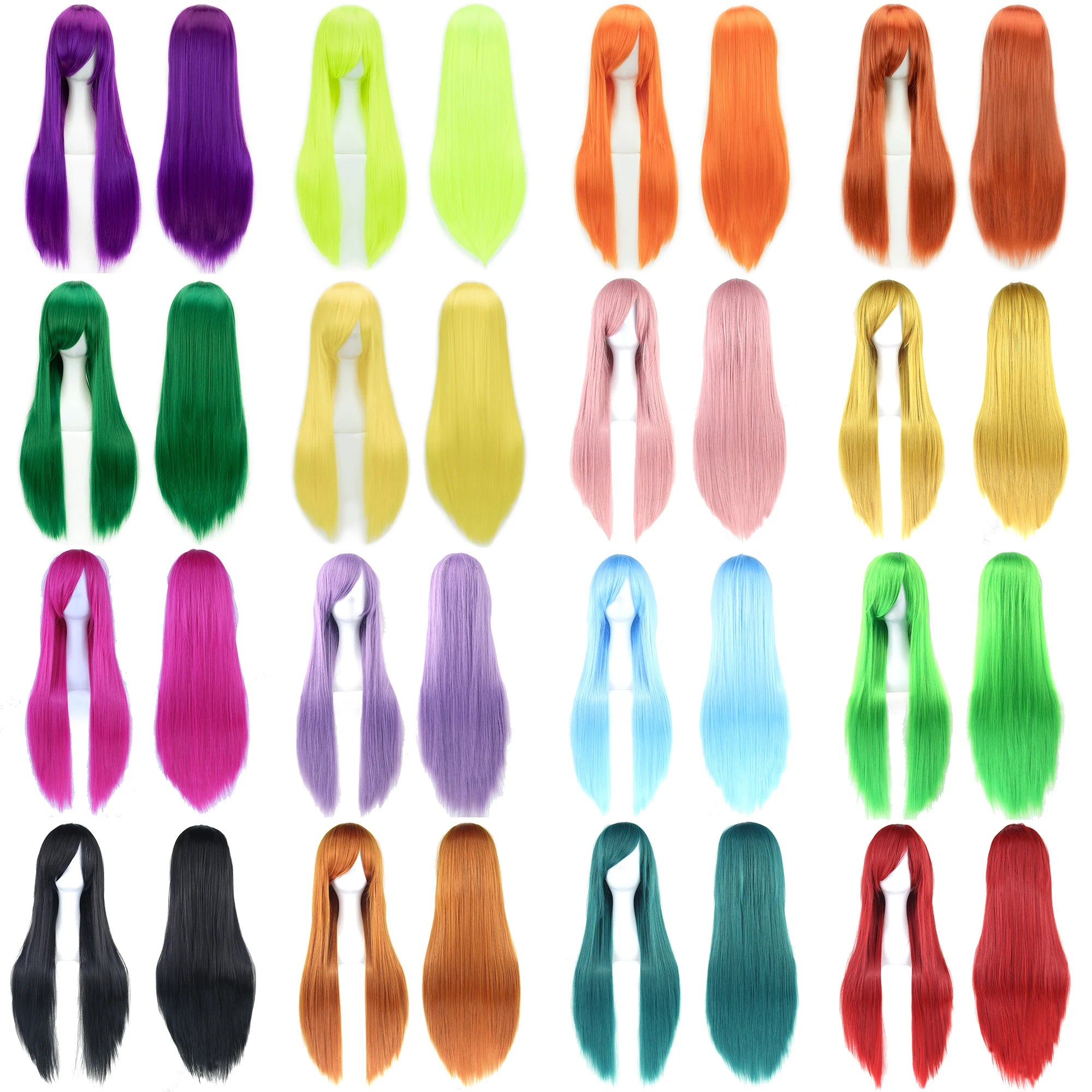 32" Long Straight Cosplay Wig – Heat Resistant Synthetic Hair, 120% Density | 36 Colors | Anime, Halloween & Party