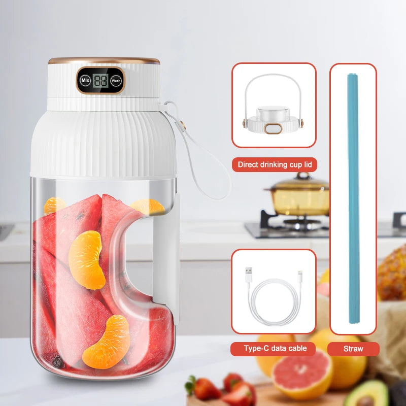 1000ML Portable USB Juicer Blender – 18W | Auto Pulp Ejection | Citrus & Smoothie | USB Rechargeable