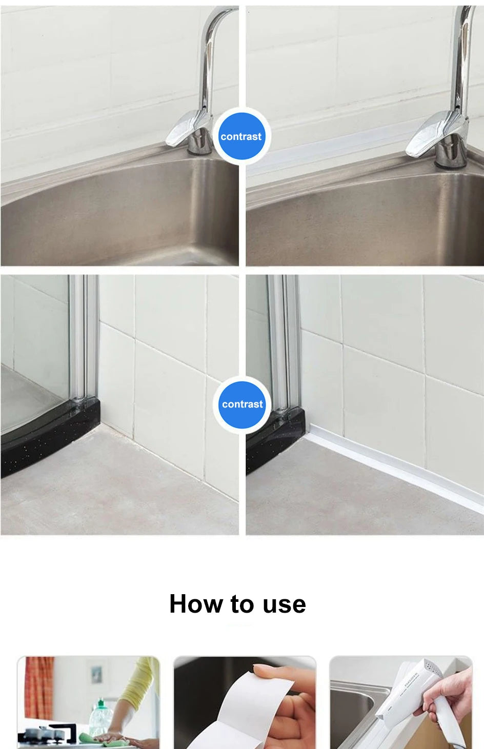 Waterproof Caulk Sealing Tape – Self-Adhesive PVC Strip for Bathroom, Kitchen & Toilet