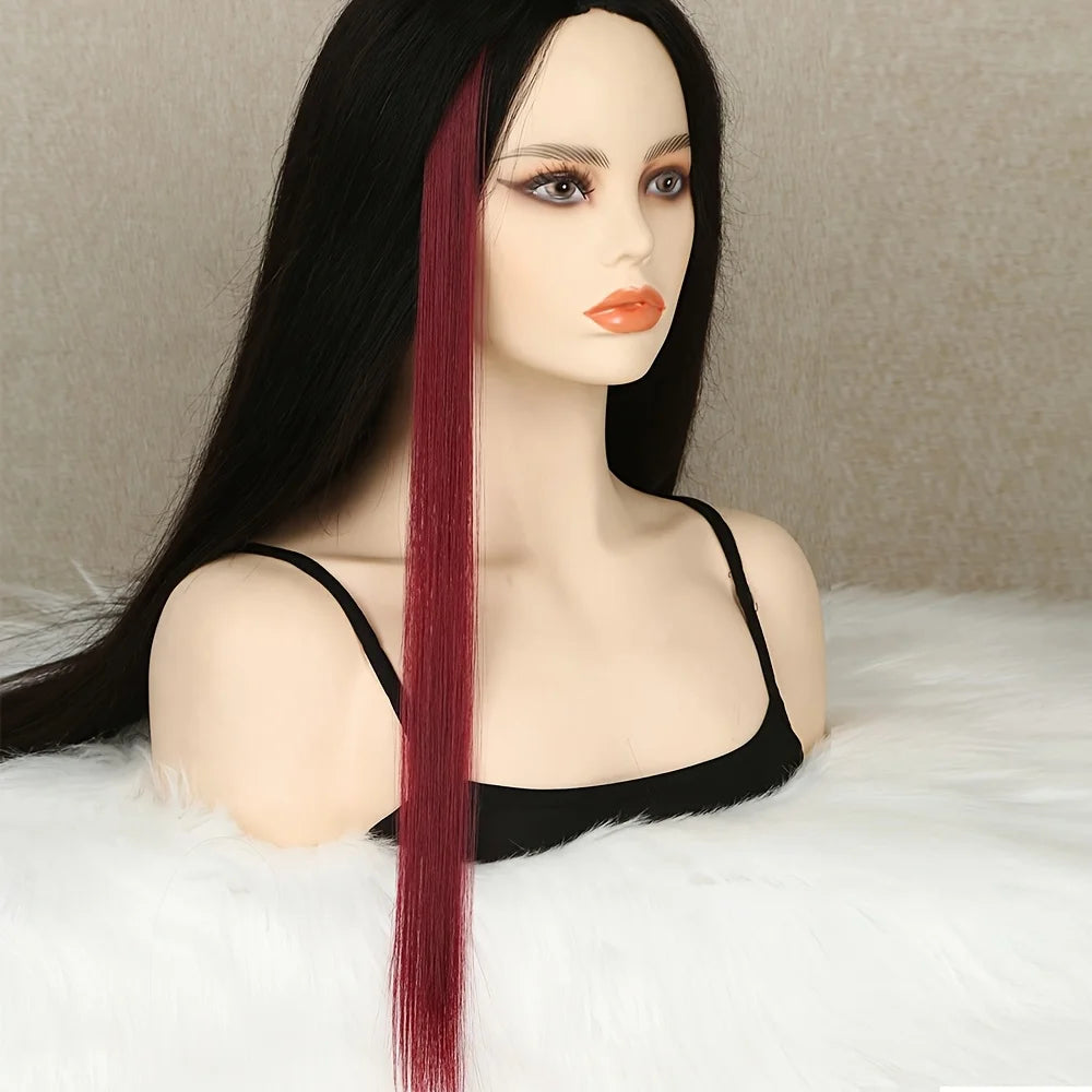 EZ&AS Synthetic Clip-In Hair Extensions | 5pcs/Set | 20 Inches Straight | Green, Red, Burgundy, Purple & White | Cosplay & Party