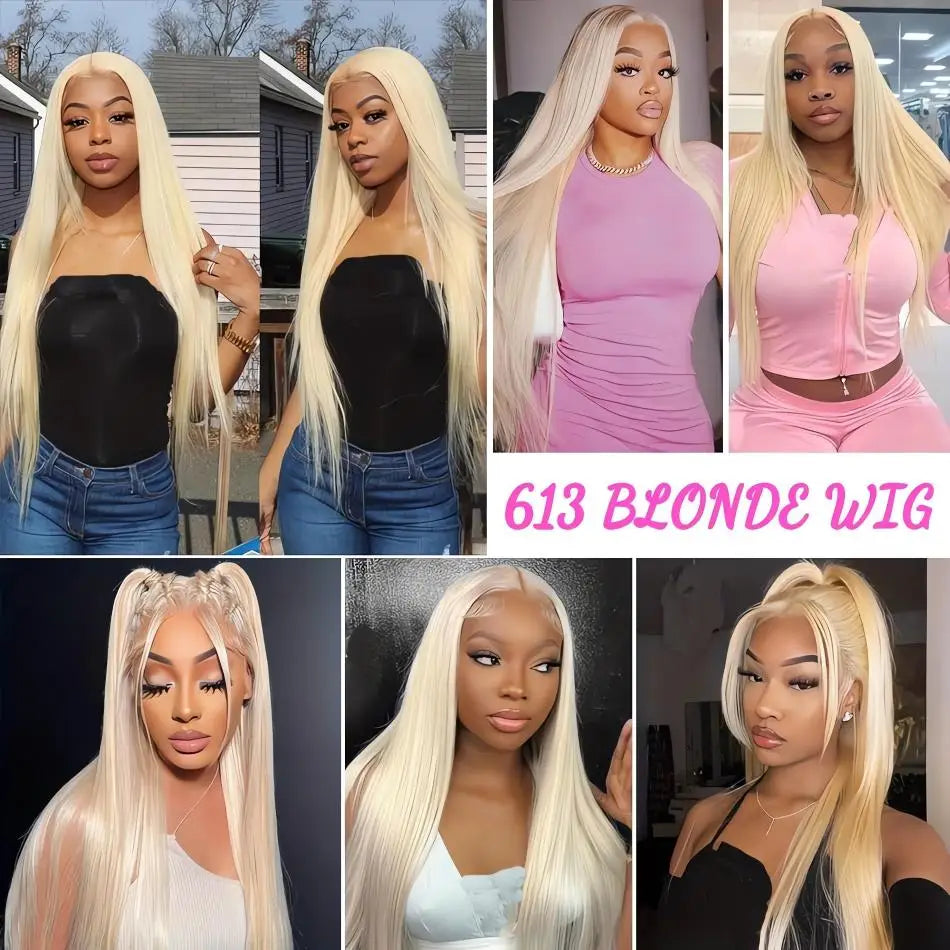 Neddie 613 Blonde Straight Human Hair Lace Front Wig | 13x4 & 13x6 HD Lace | 180% & 200% Density | 18–38 Inches | Brazilian Remy