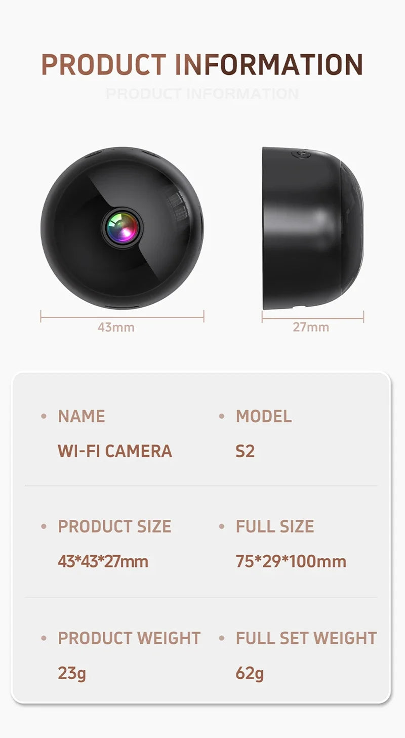 Mini 1080P WiFi Security Camera – Night Vision & Magnetic Mount