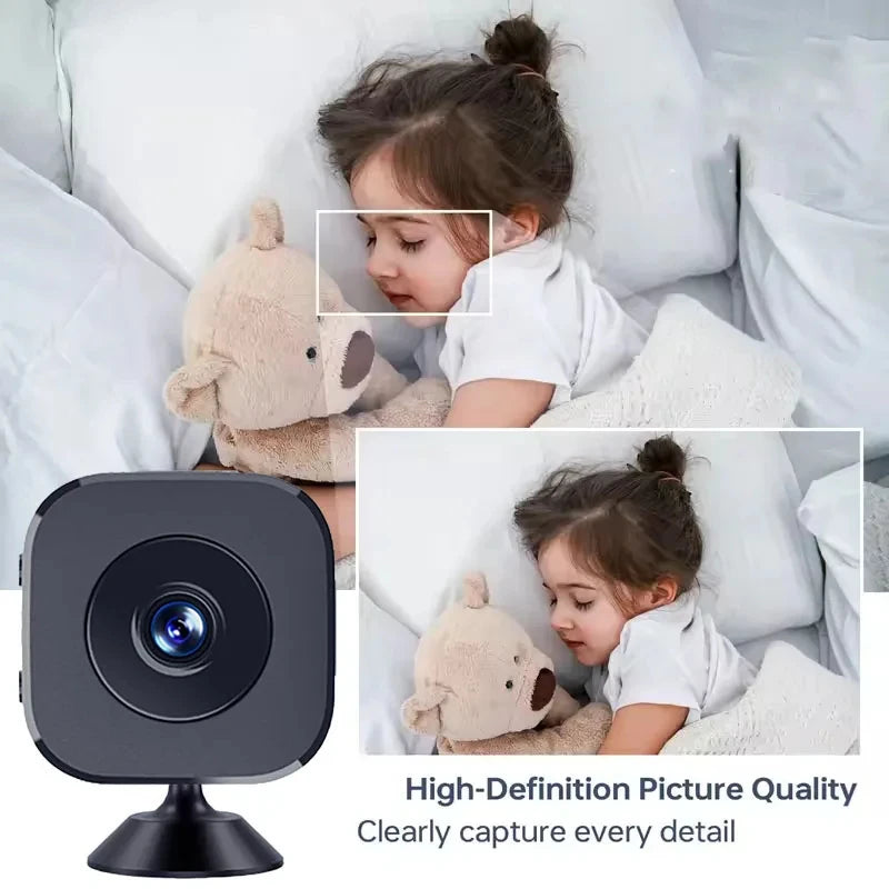 Mini 1080P Full HD WiFi Security Camera | Night Vision | Motion Detection | 2-Way Audio | Loop Recording | White & Black