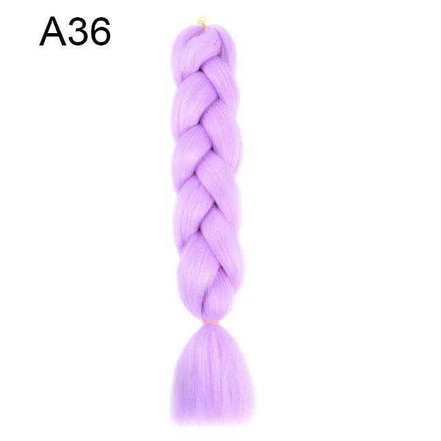 24" Synthetic Braiding Hair Extensions – Ombre Rainbow Colors, Jumbo DIY Hair for Women