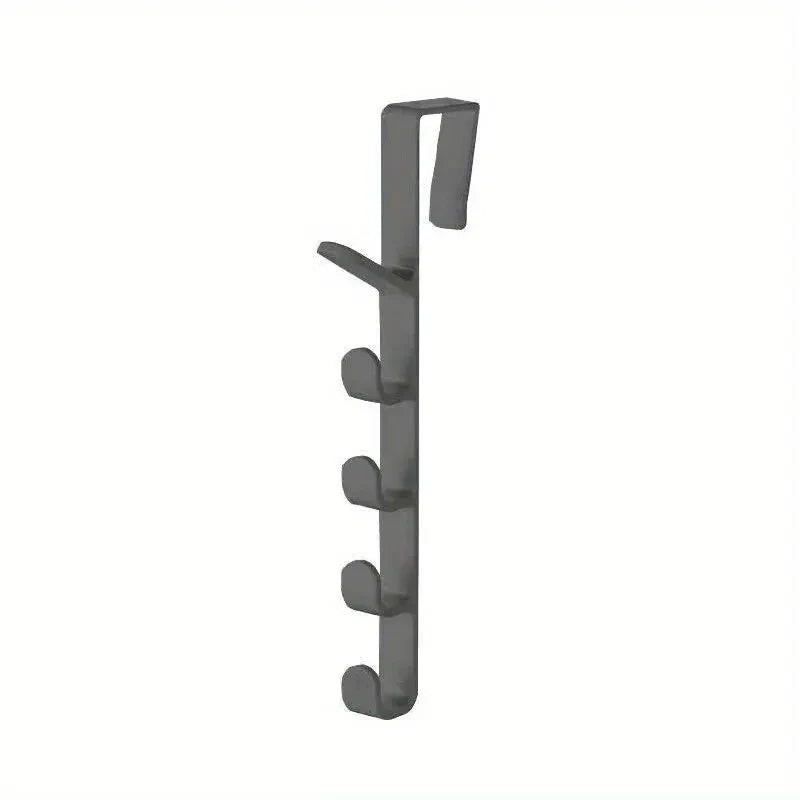 5-Hook Over-the-Door Organizer Rack – No-Drill ABS Plastic | Bags, Hats & Coats | Black, White, Brown
