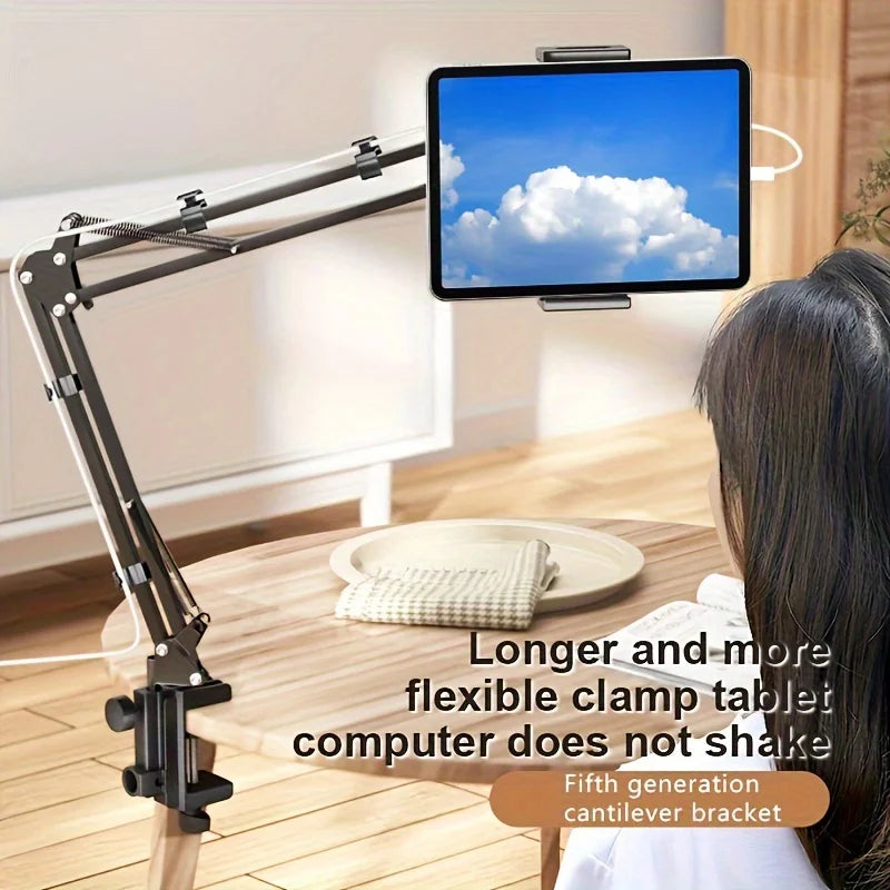 Adjustable Long-Arm Tablet Holder for Bed & Desk – 4.7–13 Inch