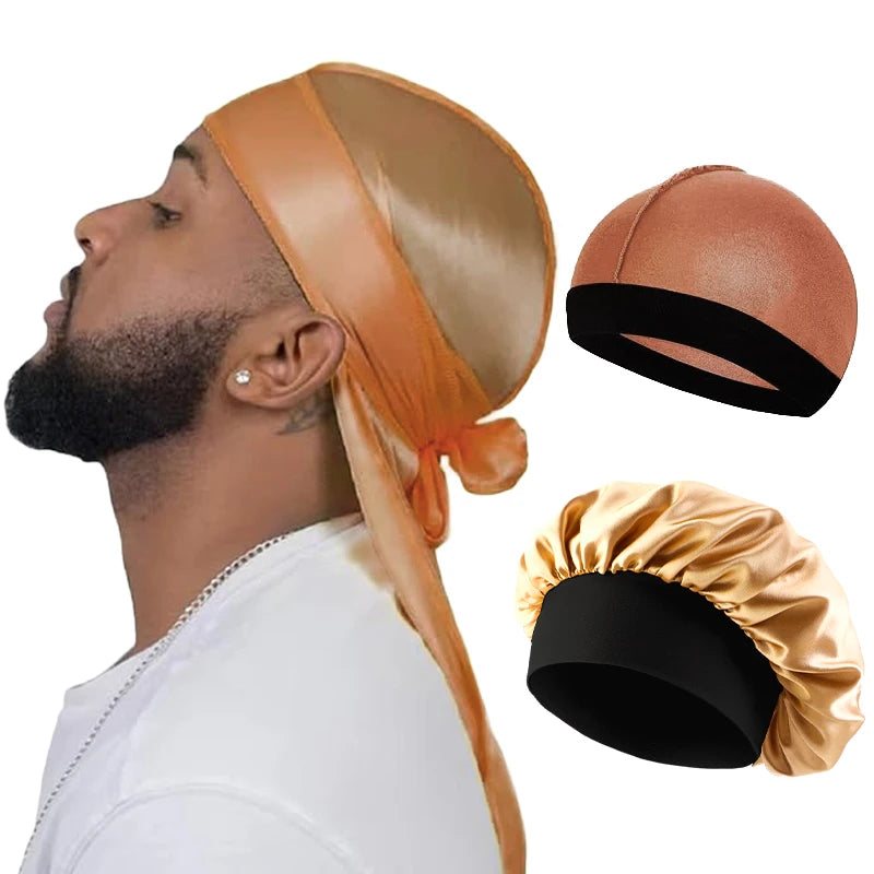 Silky Durag Wave Cap & Satin Bonnet – Long Tail | Unisex | 7 Colors | One Size