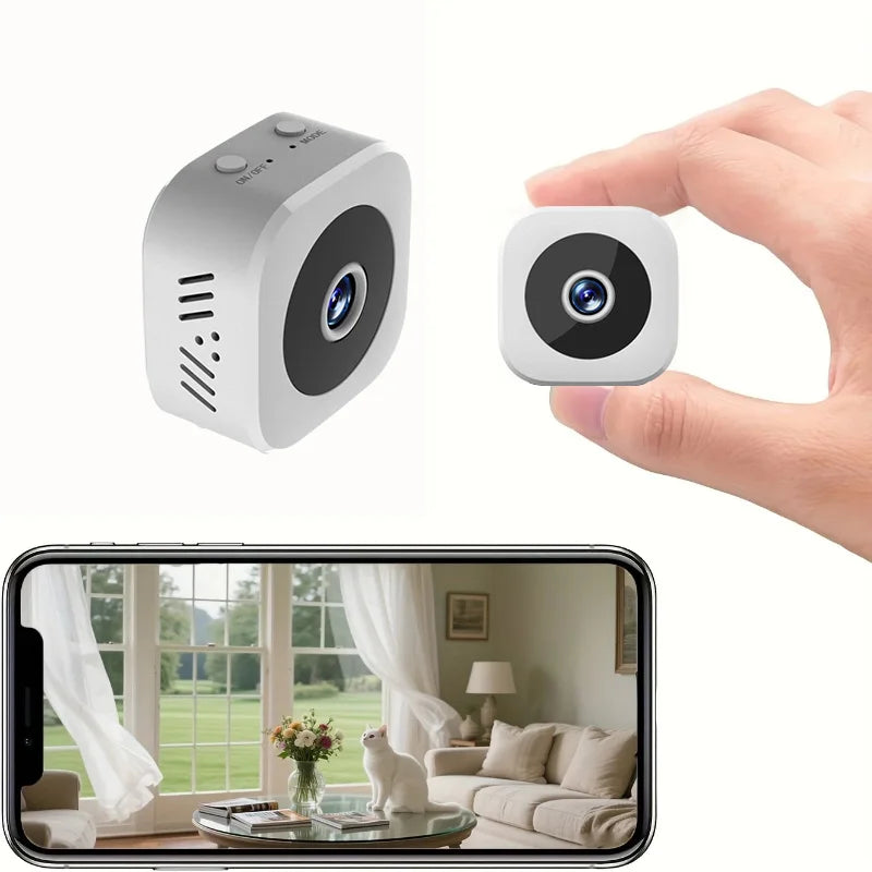 Mini 1080P Full HD WiFi Security Camera | Night Vision | Motion Detection | 2-Way Audio | Loop Recording | White & Black