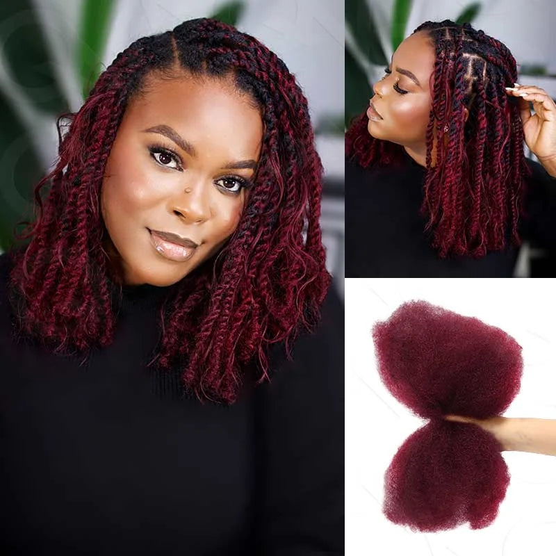 QVR Afro Kinky Bulk Human Hair for Braiding & Dreadlocks | 100% Brazilian Remy | 10-22 Inch | 9 Colors | 50g