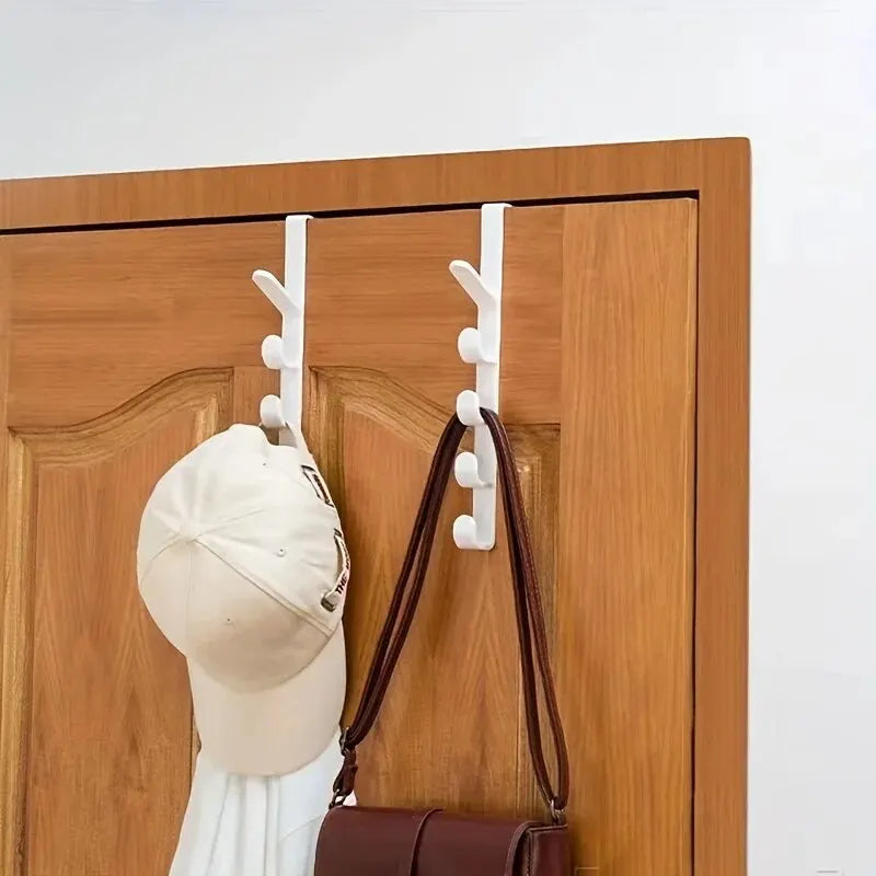 5-Hook Over-the-Door Organizer Rack – No-Drill ABS Plastic | Bags, Hats & Coats | Black, White, Brown
