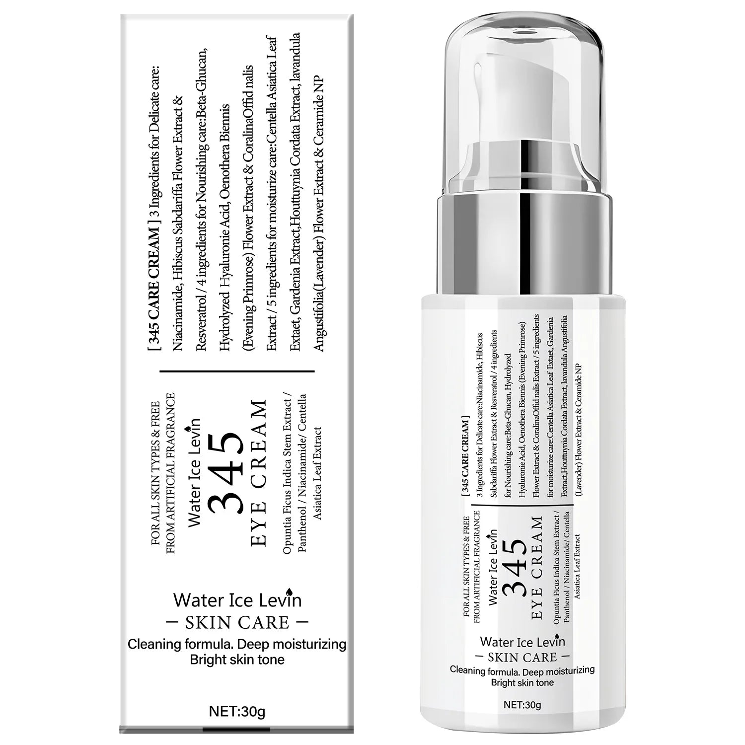345 Korean Skincare – Moisturizing Face Cream, Eye Cream & Toner