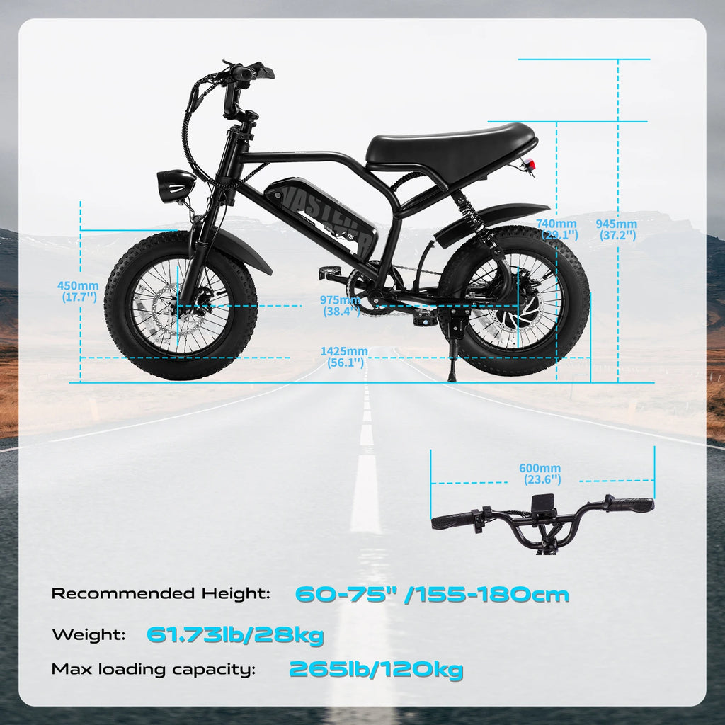 VDL 16-Inch Fat Tire Electric Bike – 800W Peak Motor