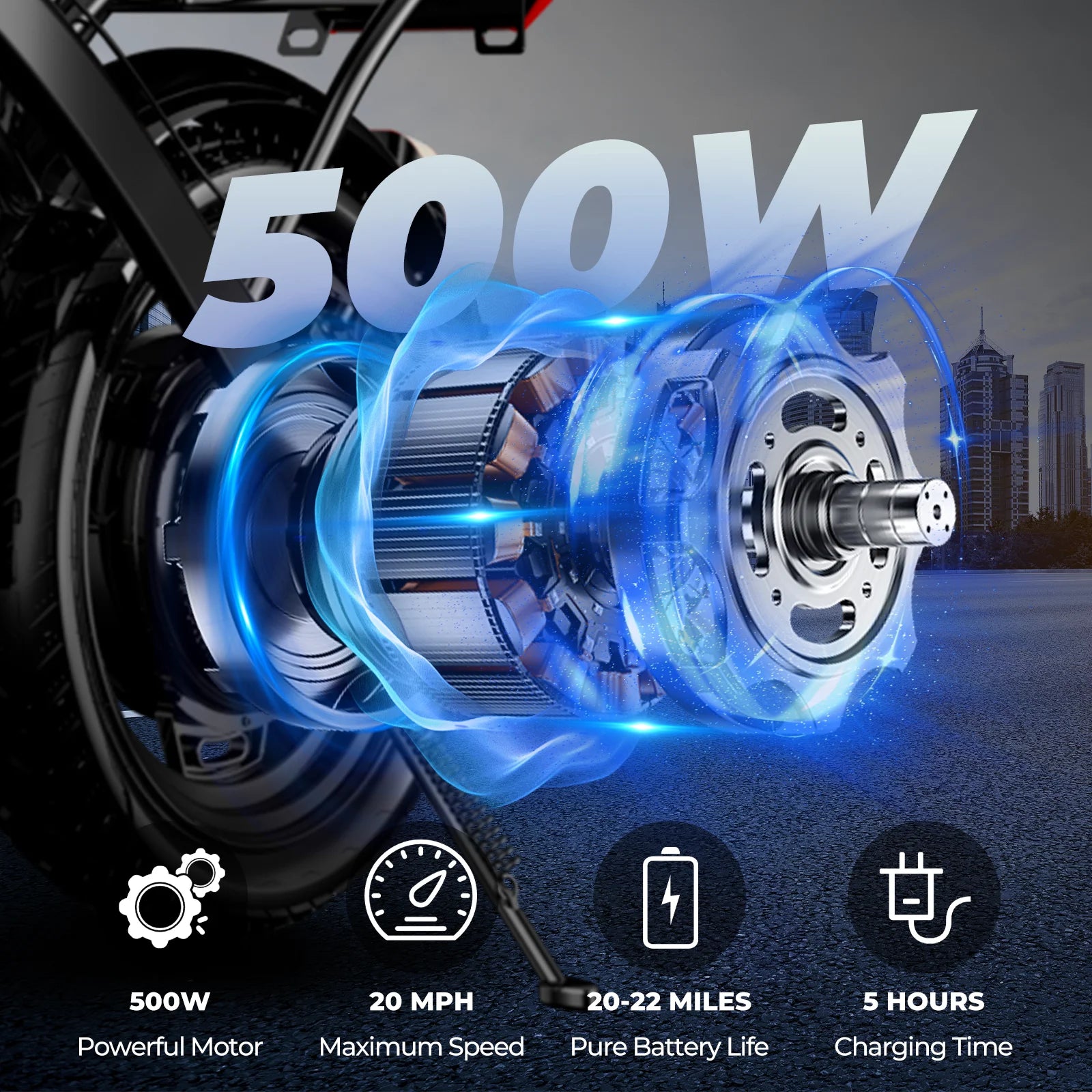 14-Inch Folding Electric Bike – 500W, Dual Disc Brakes
