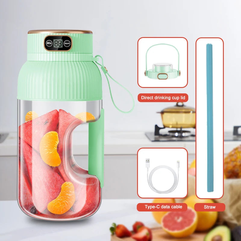 1000ML Portable USB Juicer Blender – 18W | Auto Pulp Ejection | Citrus & Smoothie | USB Rechargeable