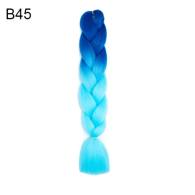 24" Synthetic Braiding Hair Extensions – Ombre Rainbow Colors, Jumbo DIY Hair for Women