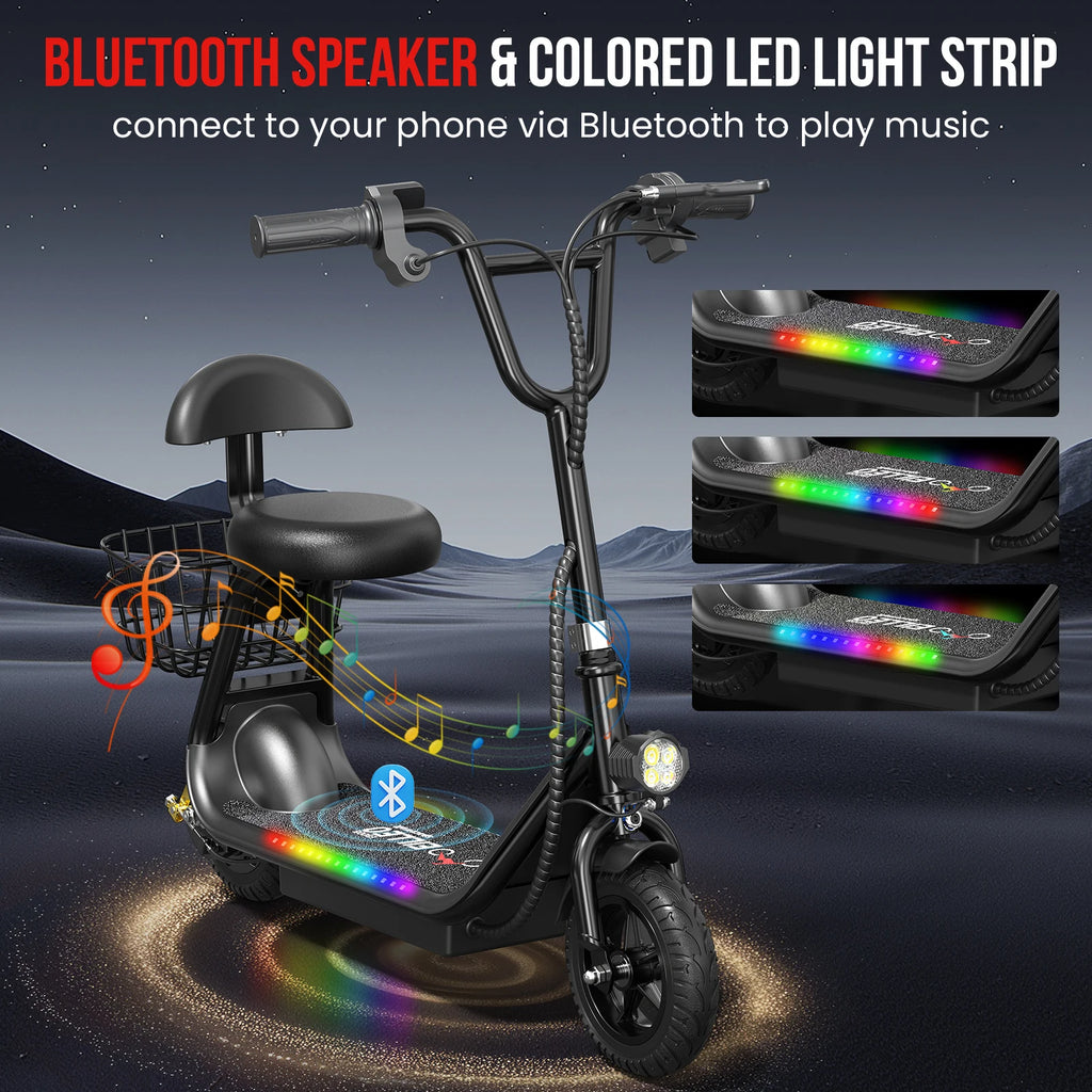 Spacewalk Kids Folding Electric Scooter with Seat & Basket