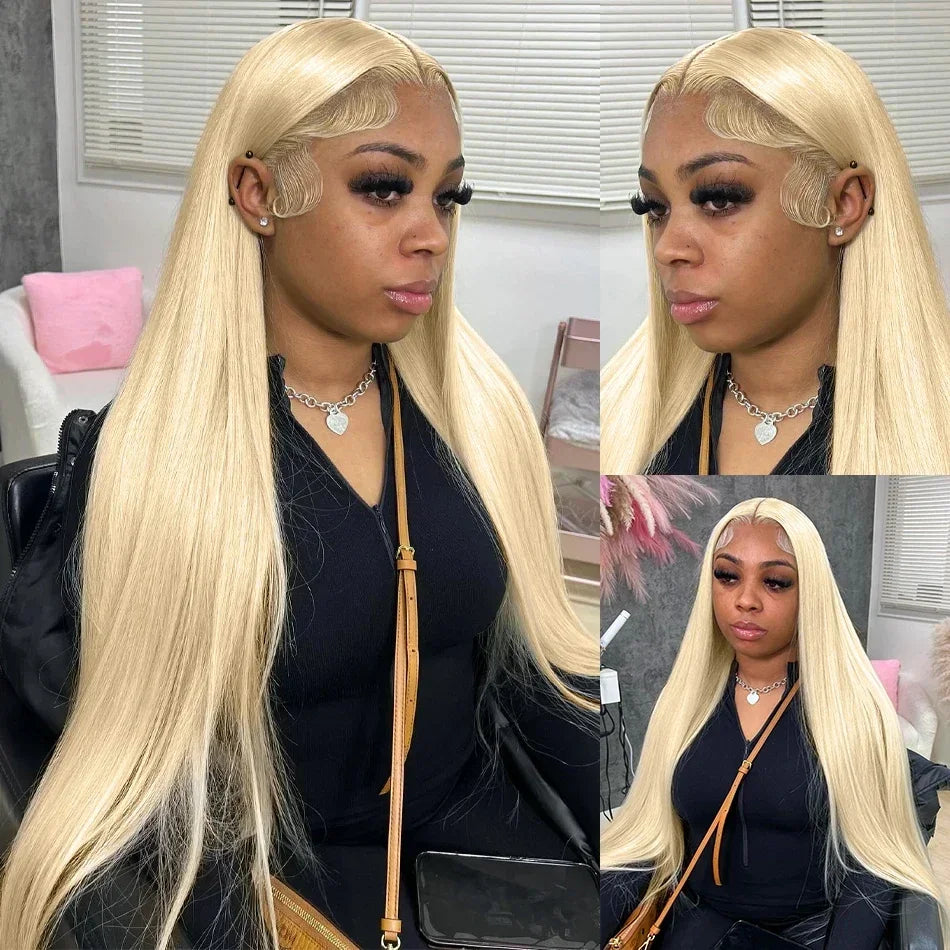 Neddie 613 Blonde Straight Human Hair Lace Front Wig | 13x4 & 13x6 HD Lace | 180% & 200% Density | 18–38 Inches | Brazilian Remy