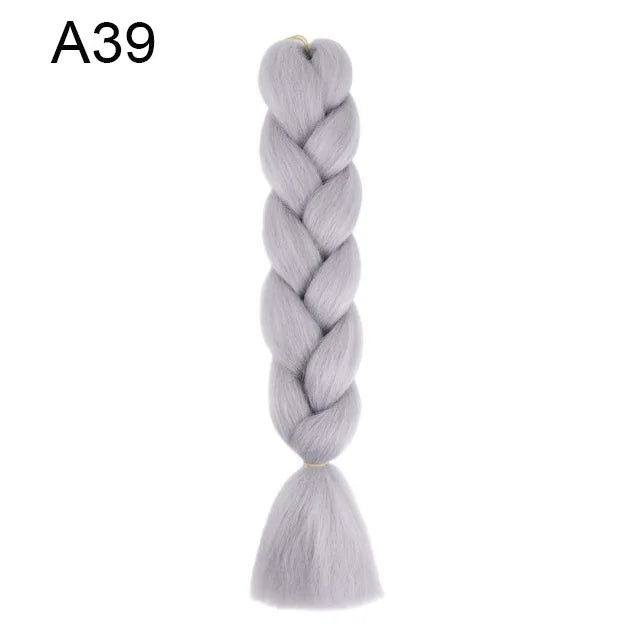 24" Synthetic Braiding Hair Extensions – Ombre Rainbow Colors, Jumbo DIY Hair for Women