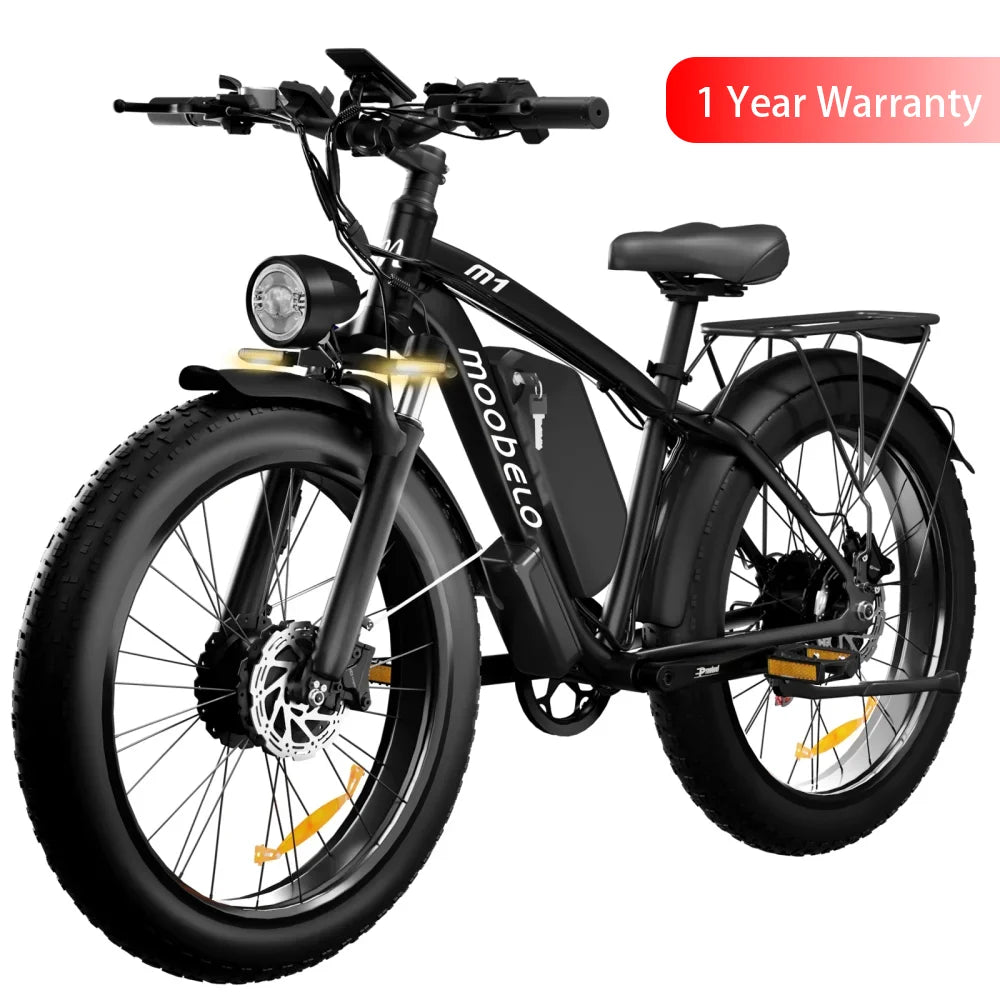 EOEOTWO 26" Fat Tire Electric Bike for Adults, 1000W Motor 1500W Peak, 48V 15Ah Battery, 34 MPH Max Speed, Up to 60 Miles Long Range