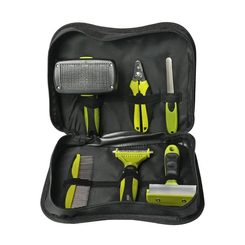 6-in-1 Pet Grooming Kit – 4 Combs, Nail Clippers & Nail File | Dogs & Cats | Deshedding & Detangling Set
