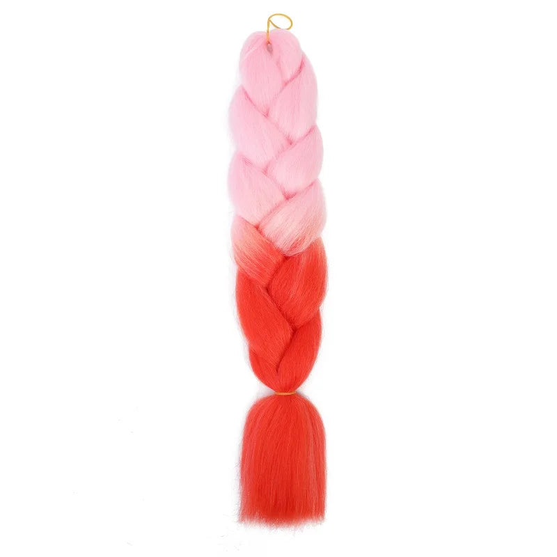 24" Synthetic Braiding Hair Extensions – Ombre Rainbow Colors, Jumbo DIY Hair for Women