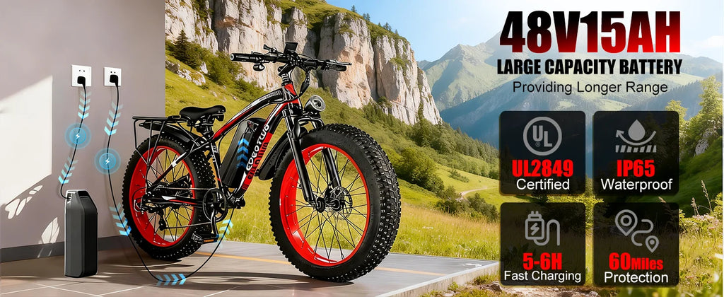 1500W Fat Tire Electric Mountain Bike – 48V 15Ah Battery