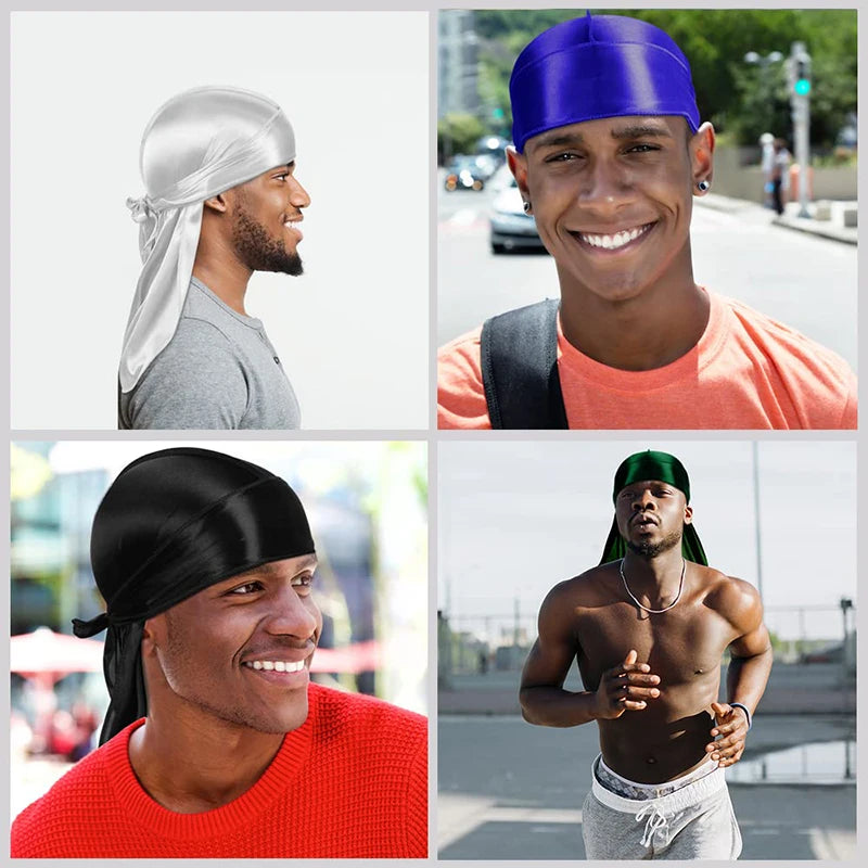 Silky Durag Wave Cap & Satin Bonnet – Long Tail | Unisex | 7 Colors | One Size