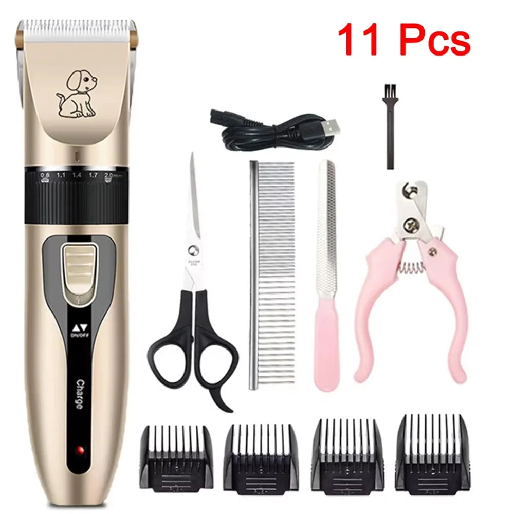 Professional Pet Grooming Clipper Kit – Rechargeable | Quiet | Titanium Ceramic Blade | 4–15 Piece Sets