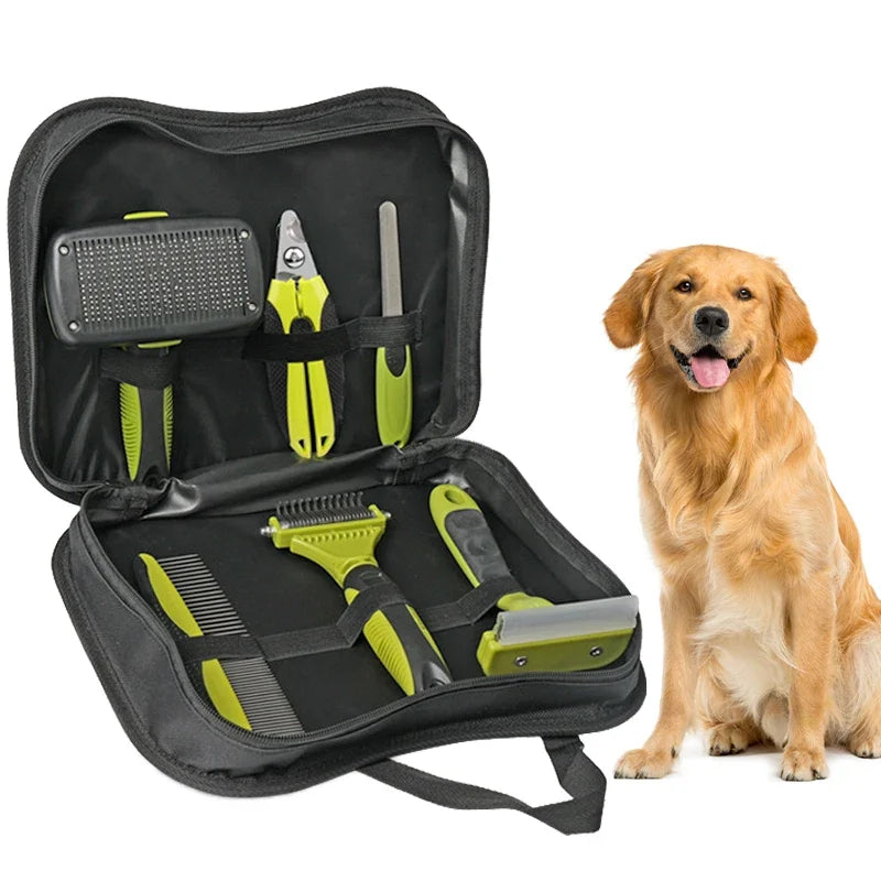 6-in-1 Pet Grooming Kit – 4 Combs, Nail Clippers & Nail File | Dogs & Cats | Deshedding & Detangling Set