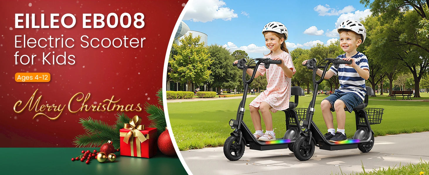 Spacewalk Kids Folding Electric Scooter with Seat & Basket