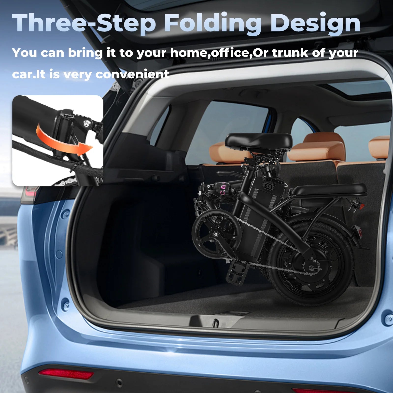 14-Inch Folding Electric Bike – 500W, Dual Disc Brakes