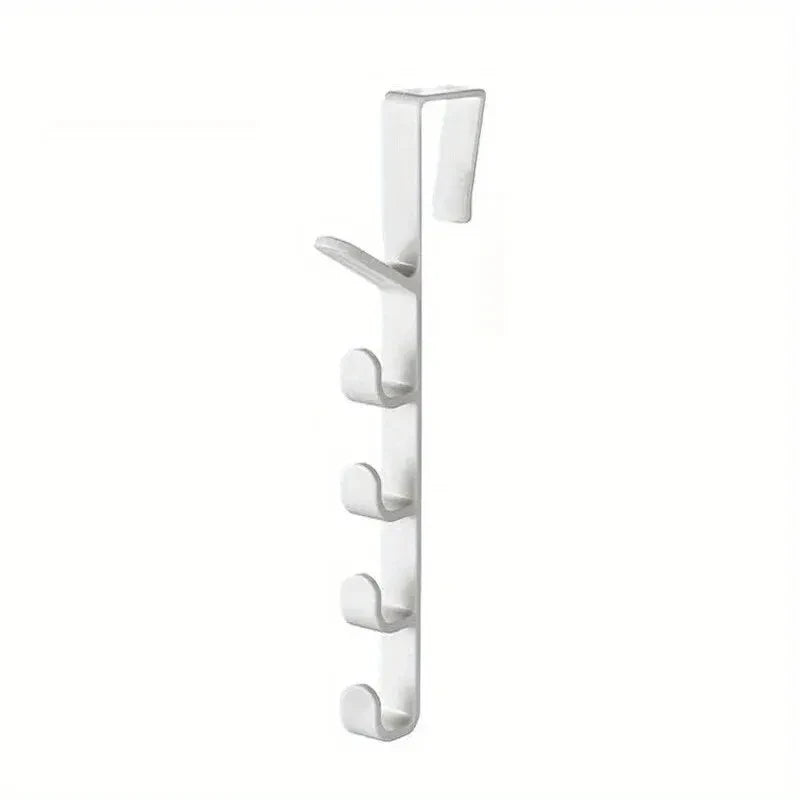 5-Hook Over-the-Door Organizer Rack – No-Drill ABS Plastic | Bags, Hats & Coats | Black, White, Brown
